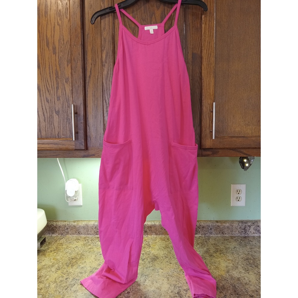 Chelsea & Violet Girls Pink Harem Jumpsuit Size L 14 Slouchy Pockets Racerback